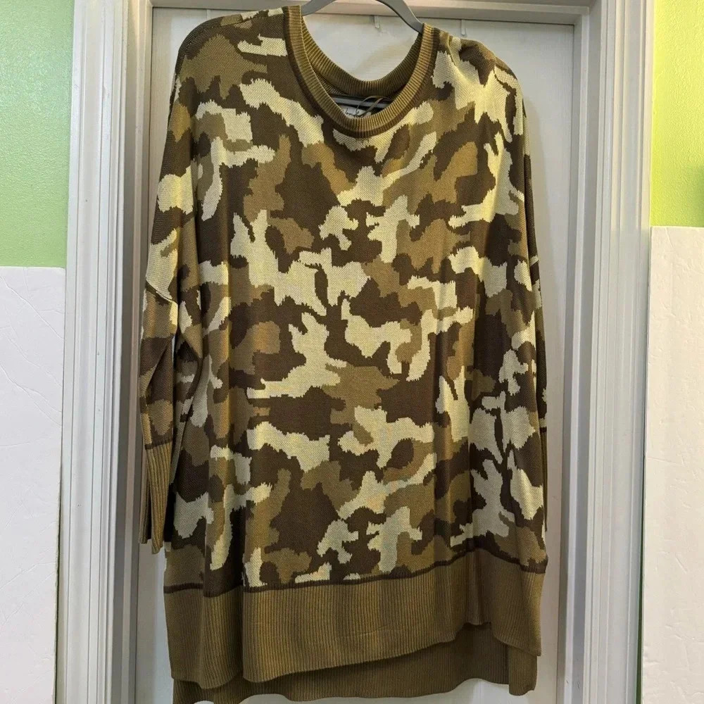 Wonderly Green Camo Dolman Sweater